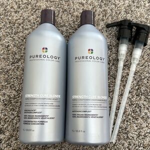 NWT Pureology Strength Cure Blond Shampoo & Conditioner Liter Bundle with Pumps